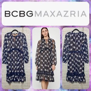 NWT MSRP $398 BCBGMaxAzria Daisy Mesh Dress Women's Size Large